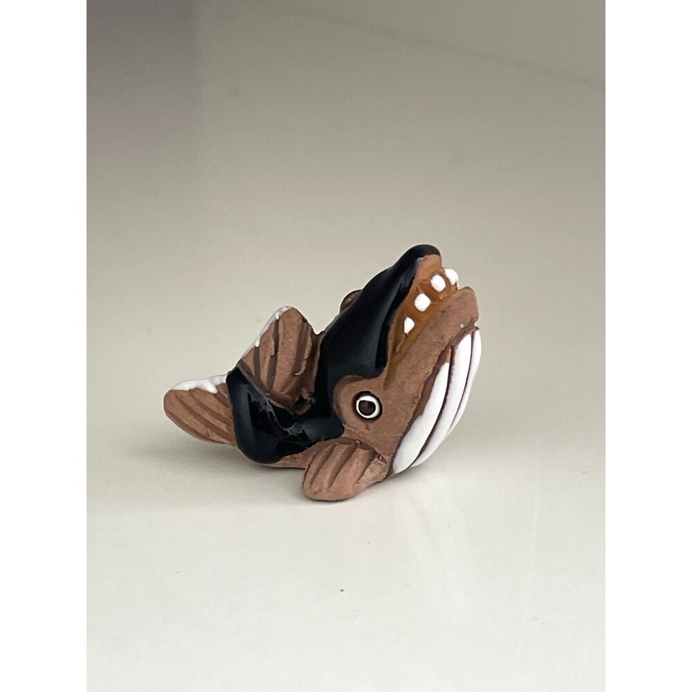 Vintage Tiny Earthenware Ceramic Humpback Whale Peru Handmade Miniature